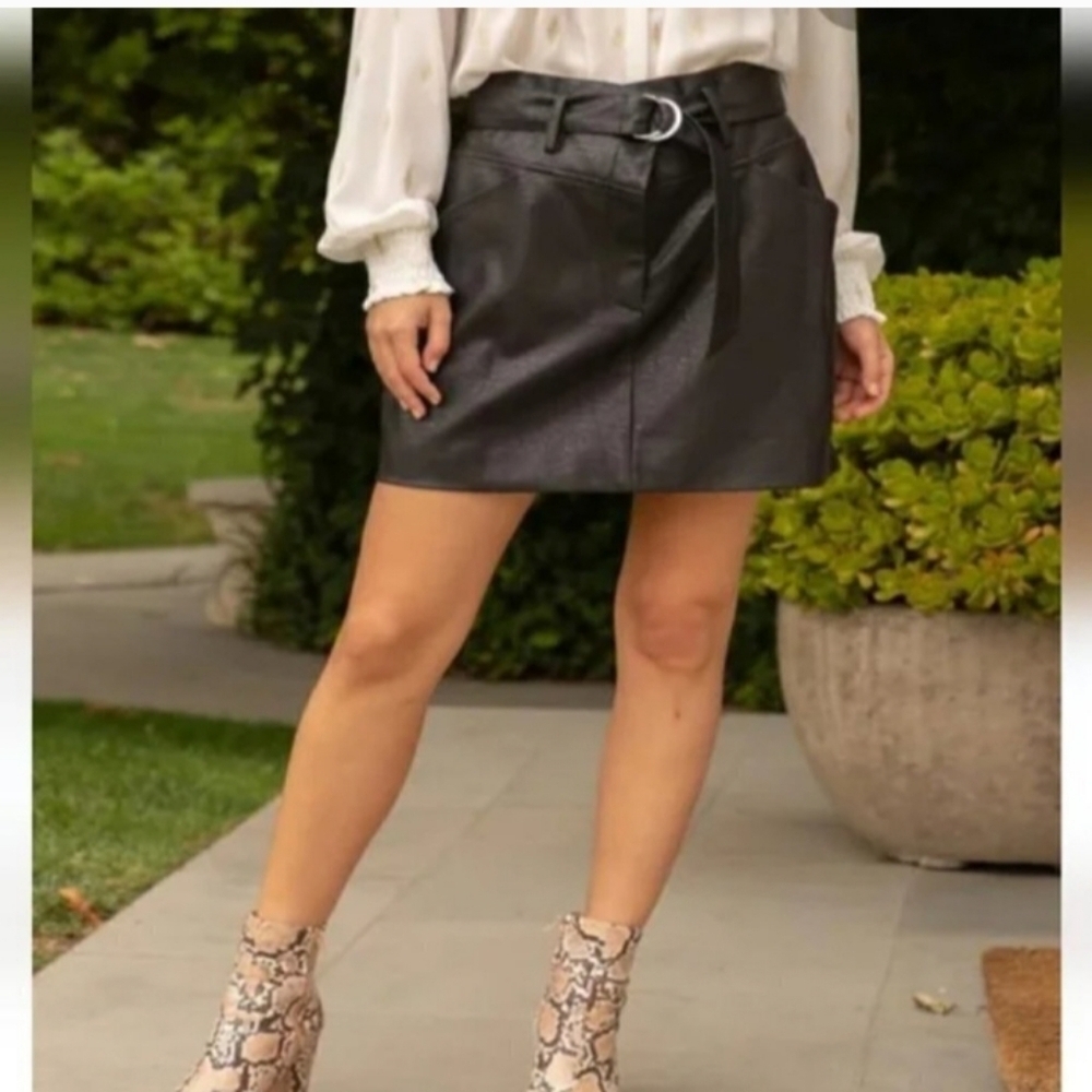 Hem & Thread Black Faux Leather Mini Skirt